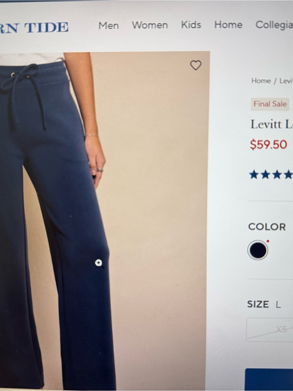 Southern Tide Navy Wide-Leg Pull-On Pants